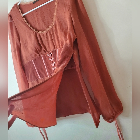 Womens Sheer Renaissance bustier Blouse Size M-L - Picture 4 of 11
